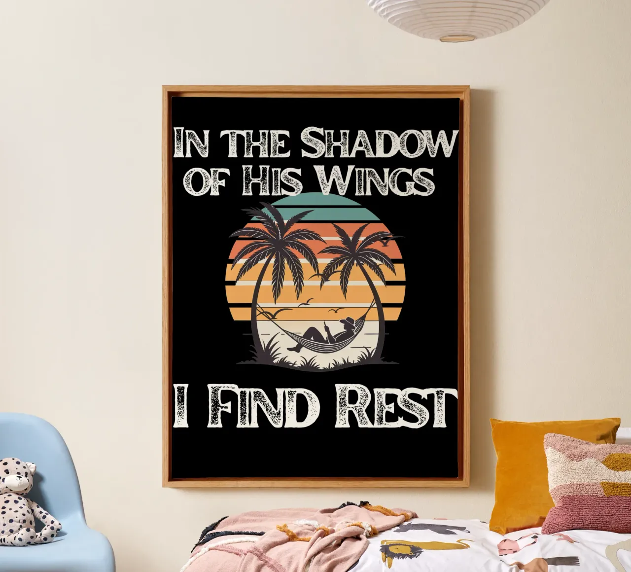 Under His Wings I Rest Safe, Still, and Sheltered My Refuge canvas with Floater frame by Lionandlamb
