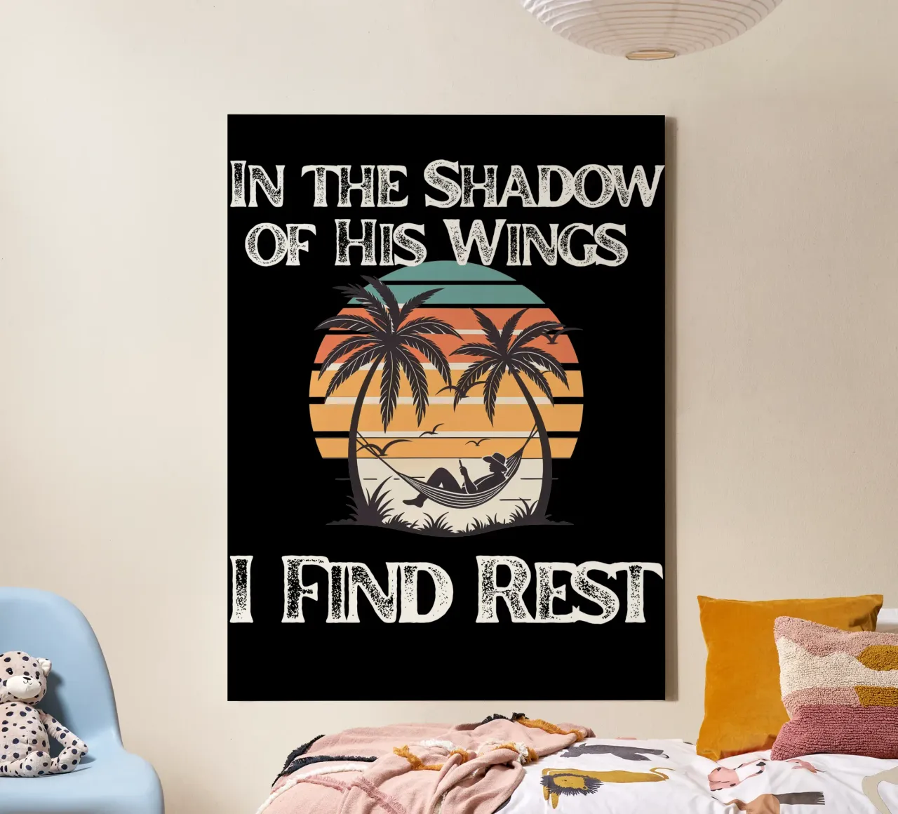 Under His Wings I Rest Safe, Still, and Sheltered My Refuge canvas with Floater frame by Lionandlamb