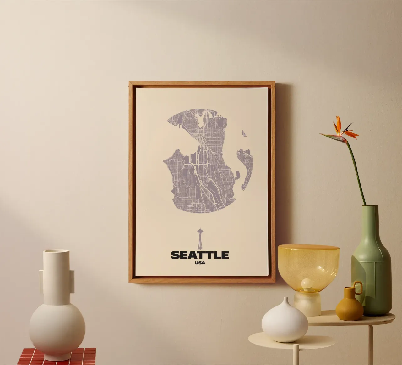 Linee urbane di Seattle tela con Cornice a cassetta da MOOODZART