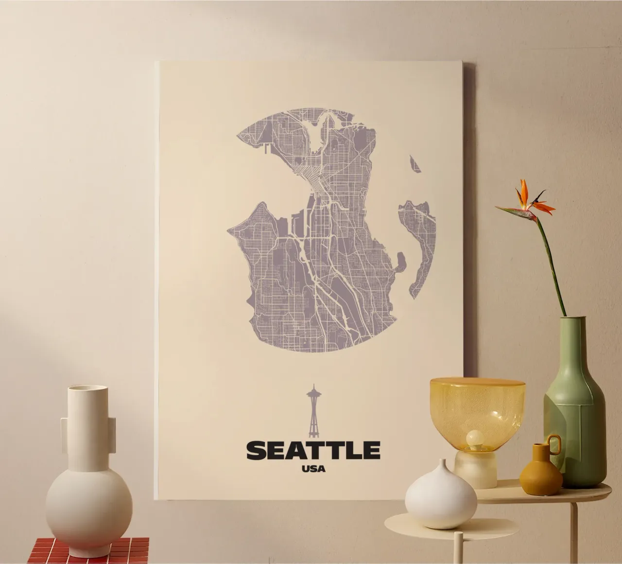 Linee urbane di Seattle tela con Cornice a cassetta da MOOODZART