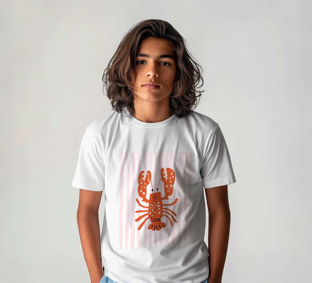 Cute Lobster Print, Lobster Nursery Wall Art, Beach Poster kids t-shirt by Little Lola