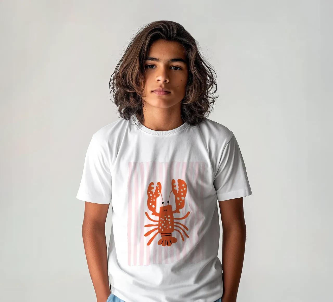Cute Lobster Print, Lobster Nursery Wall Art, Beach Poster kids t-shirt by Little Lola