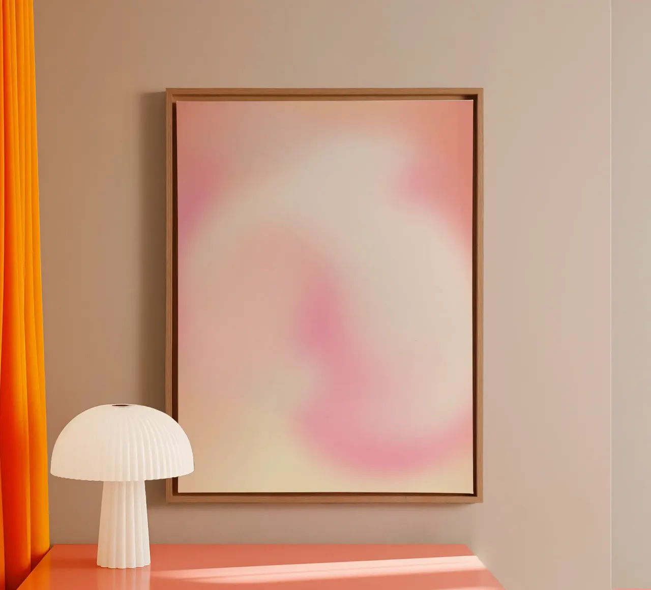 Energie-Druck, moderne Aura-Wandkunst, bunte Farbverlaufskunst Leinwand mit Schattenfugenrahmen von Dreamscape