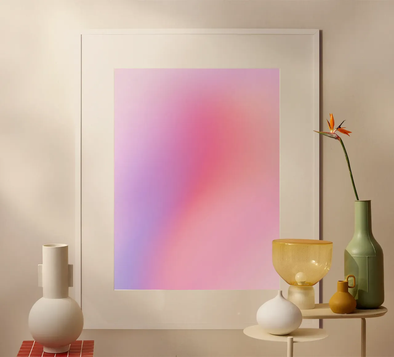 Stampa sull'energia, arte murale moderna sull'aura, arte colorata a gradiente poster con telaio in legno da Dreamscape