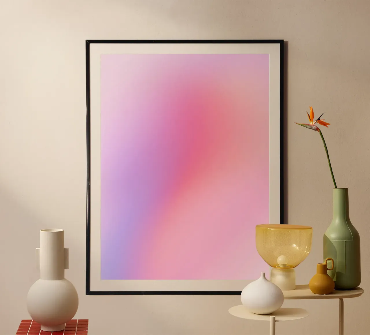 Stampa sull'energia, arte murale moderna sull'aura, arte colorata a gradiente poster con telaio in legno da Dreamscape