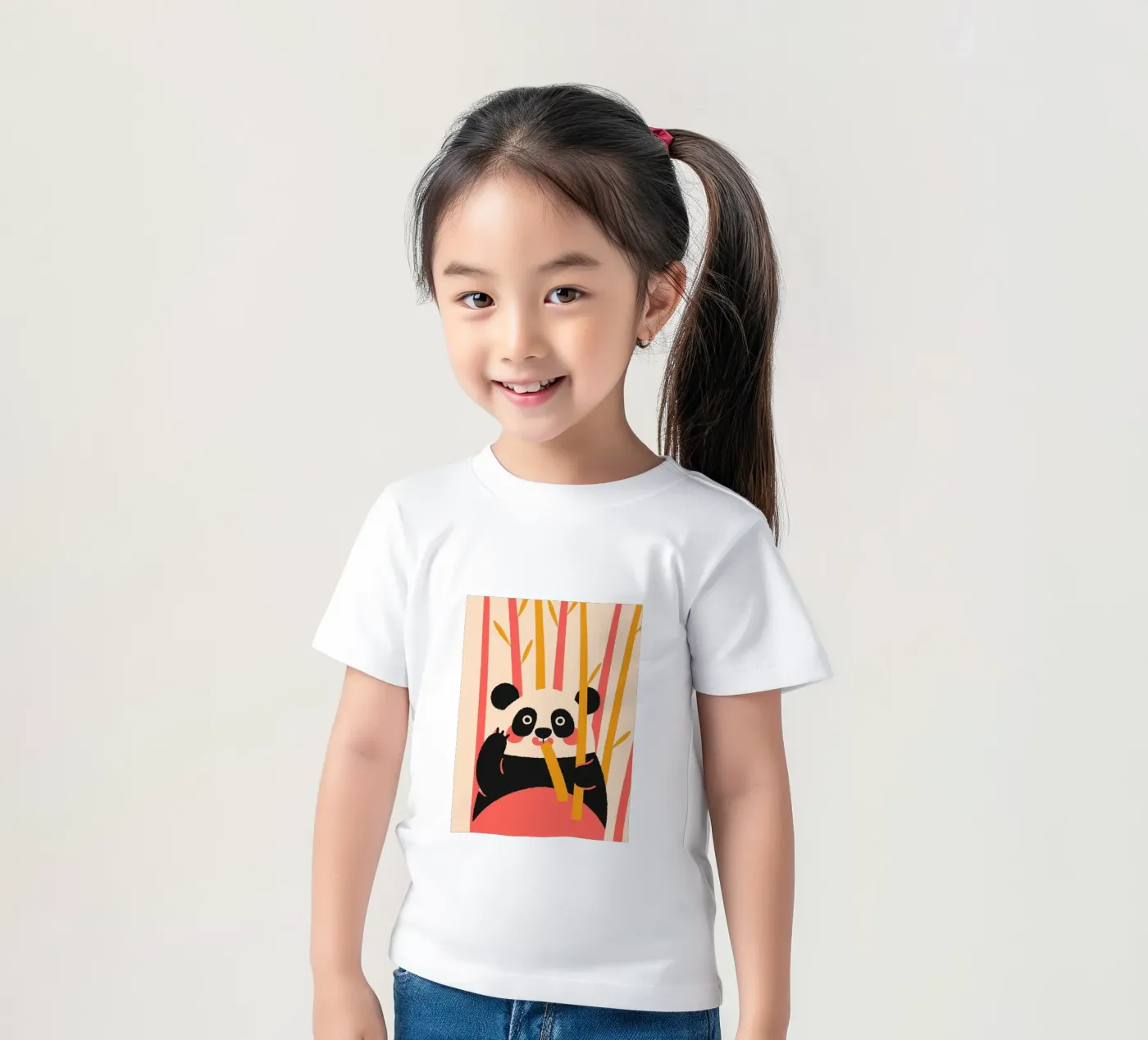 Panda eet bamboe kinder t-shirt van TRENDY POSTER SHOP