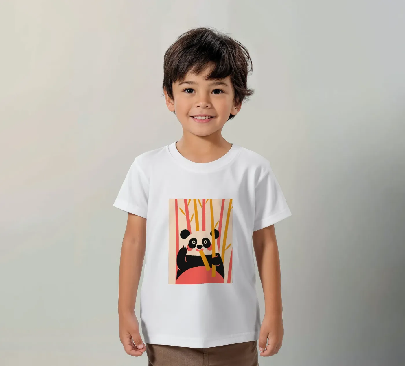 Panda eet bamboe kinder t-shirt van TRENDY POSTER SHOP