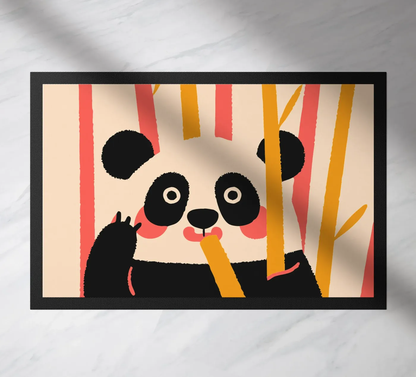 Panda Eats Bamboo doormat by TRENDY POSTER SHOP