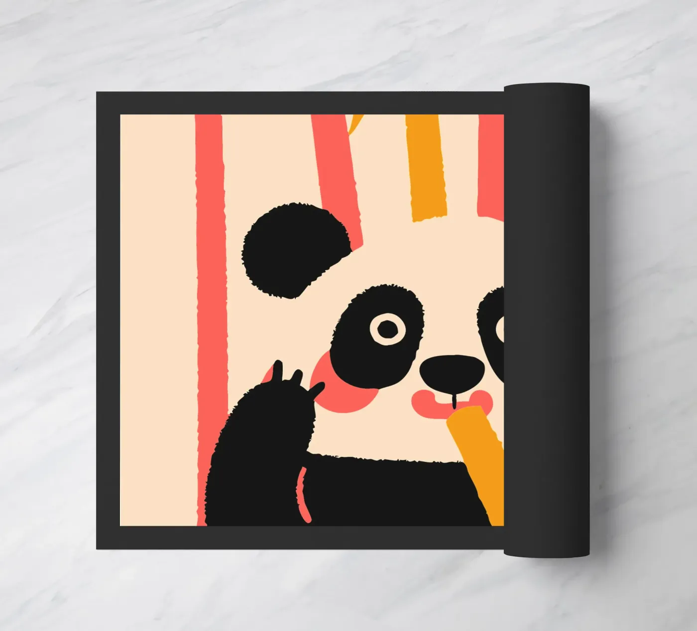 Panda Eats Bamboo doormat by TRENDY POSTER SHOP