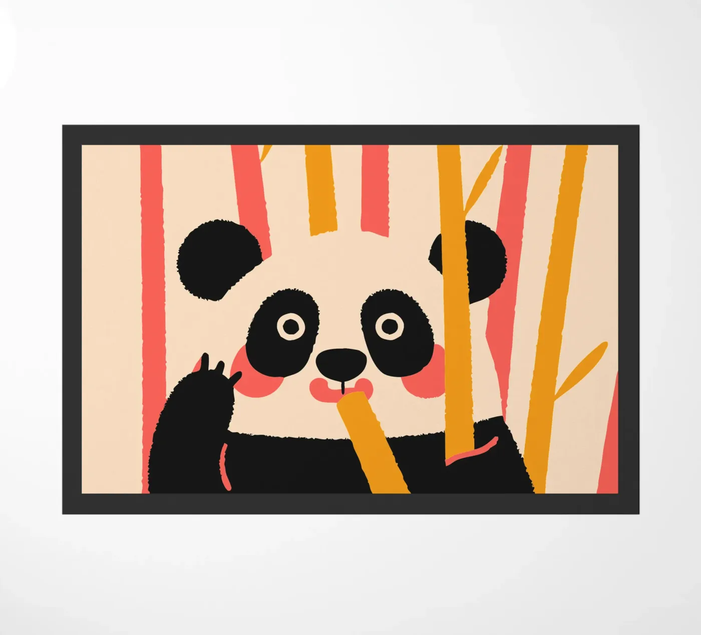 Panda Eats Bamboo doormat by TRENDY POSTER SHOP