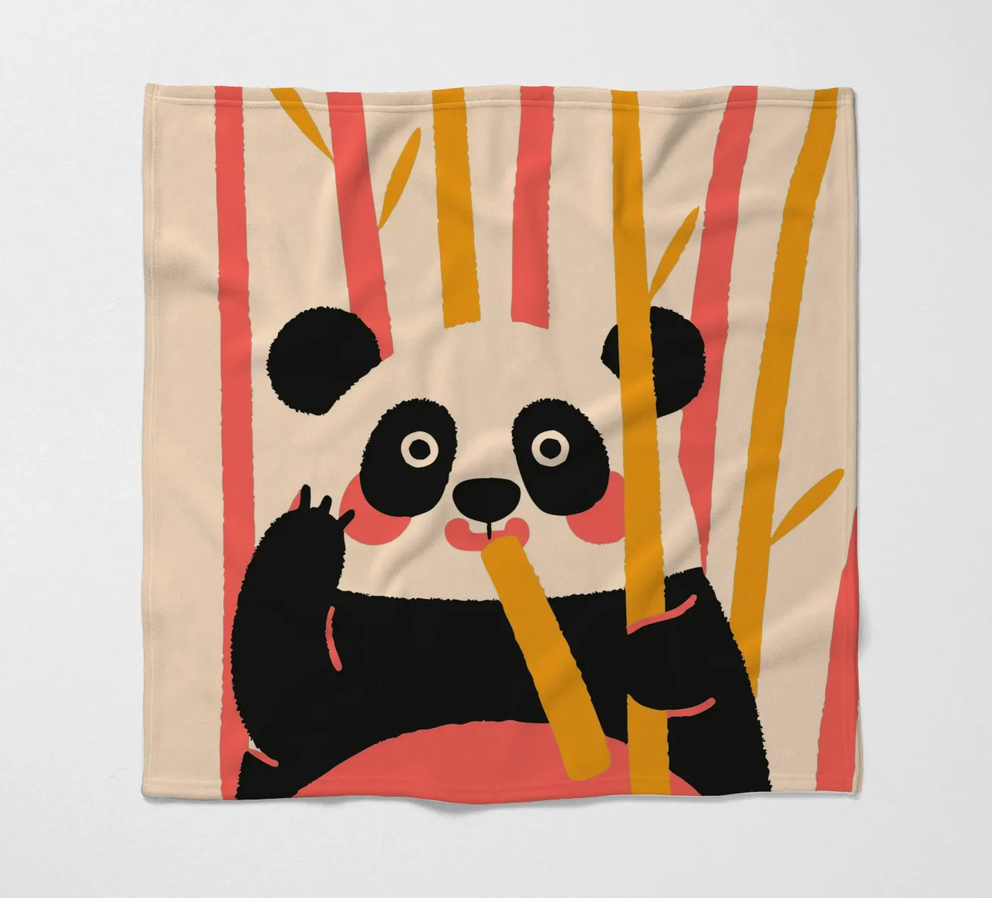 Panda Eats Bamboo fleece blanket by TRENDY POSTER SHOP