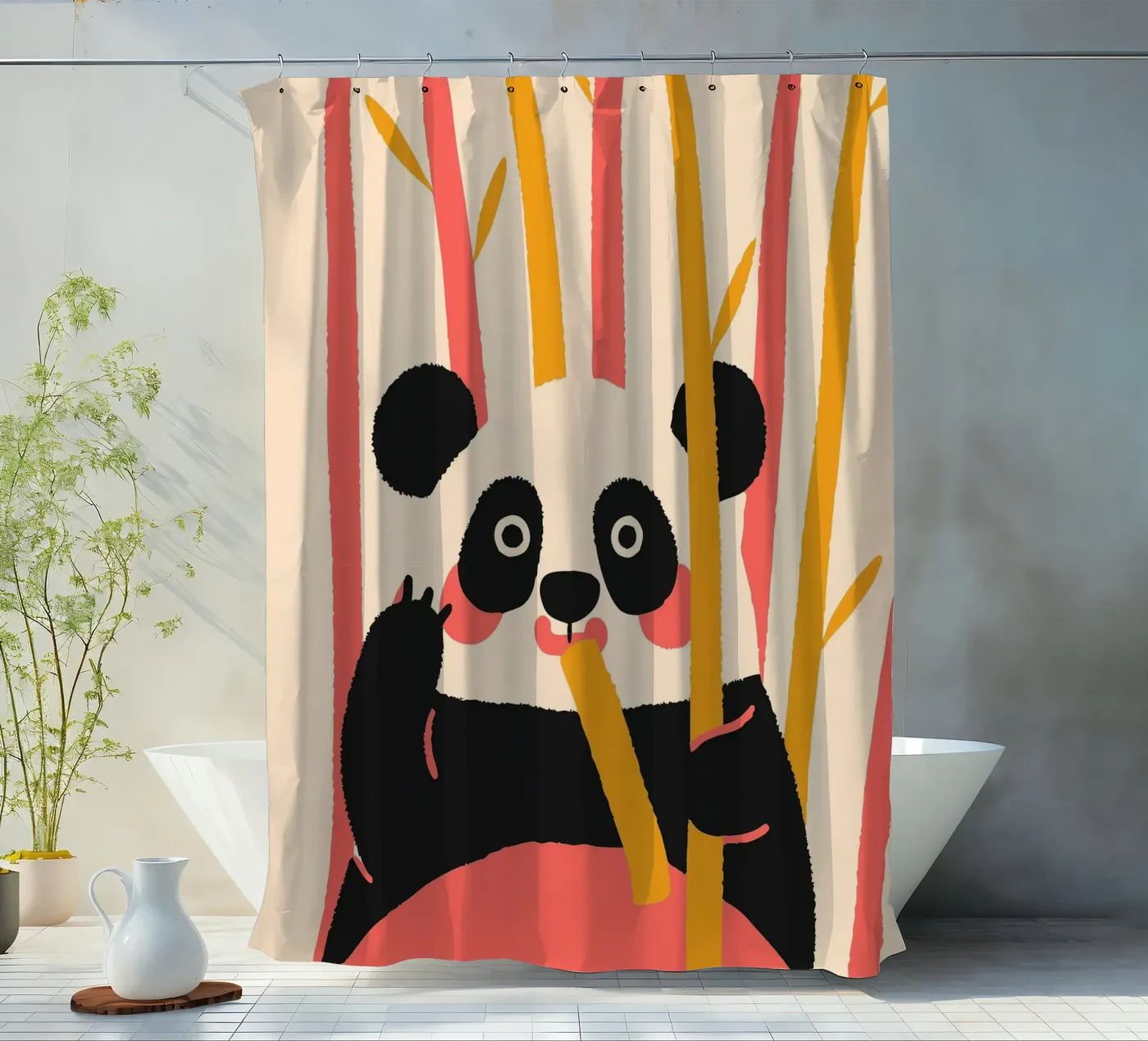 Panda eet bamboe douchegordijn van TRENDY POSTER SHOP