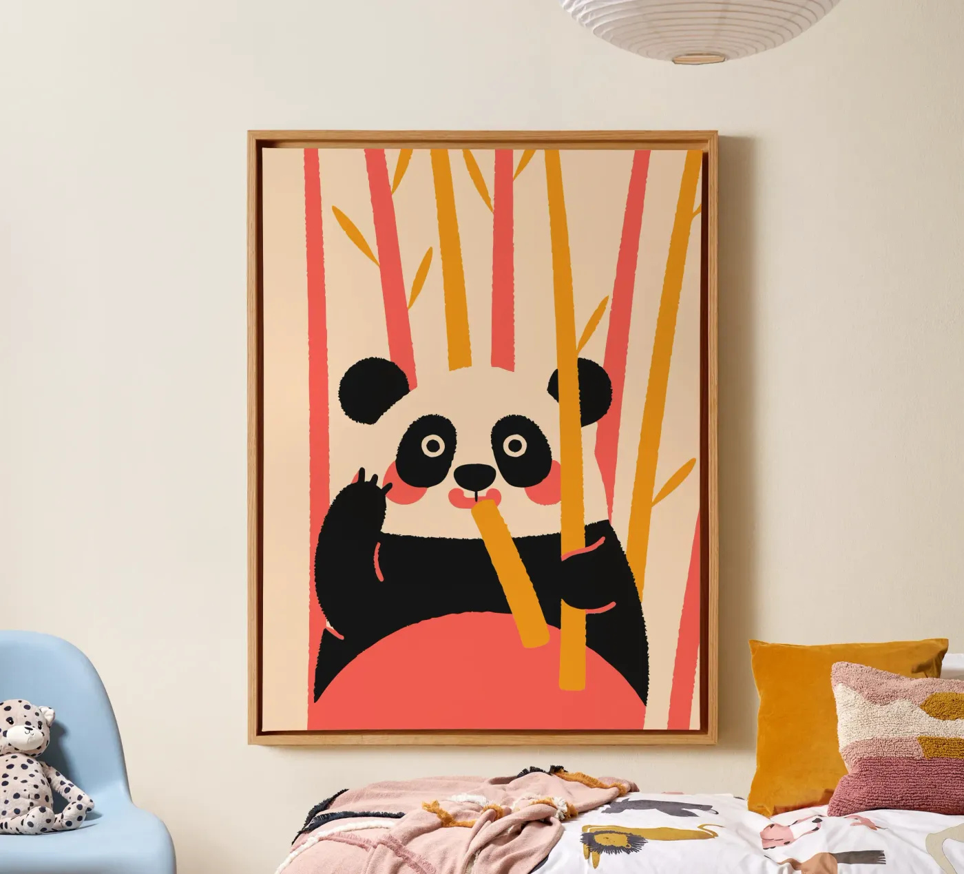 Panda eet bamboe canvas van TRENDY POSTER SHOP