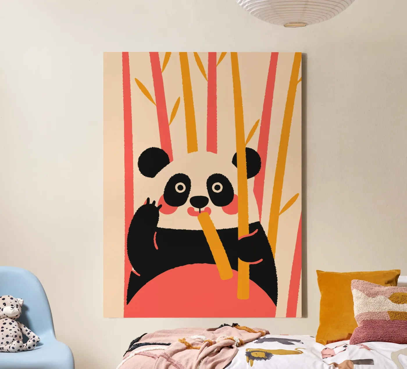 Panda eet bamboe canvas van TRENDY POSTER SHOP