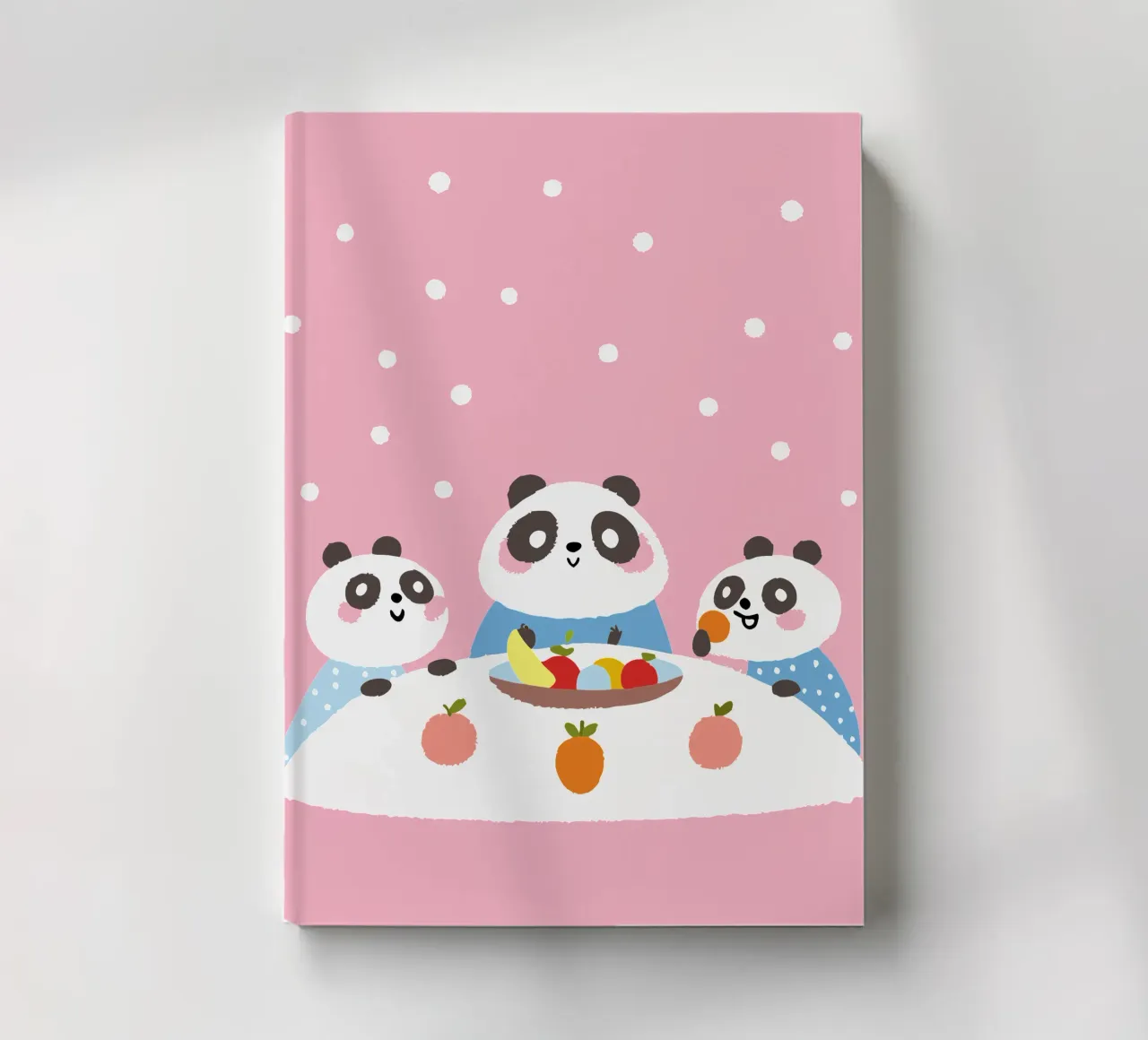 Three Pandas Enjoy a Meal notebook by TRENDY POSTER SHOP