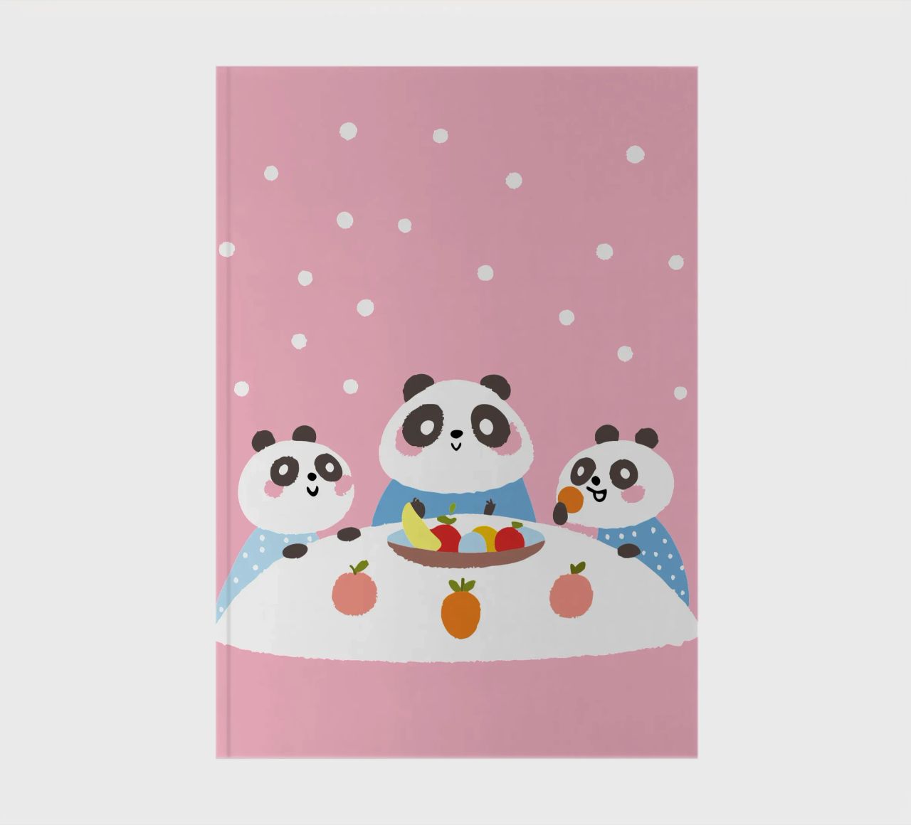 Three Pandas Enjoy a Meal notebook by UNIQUE SHOP