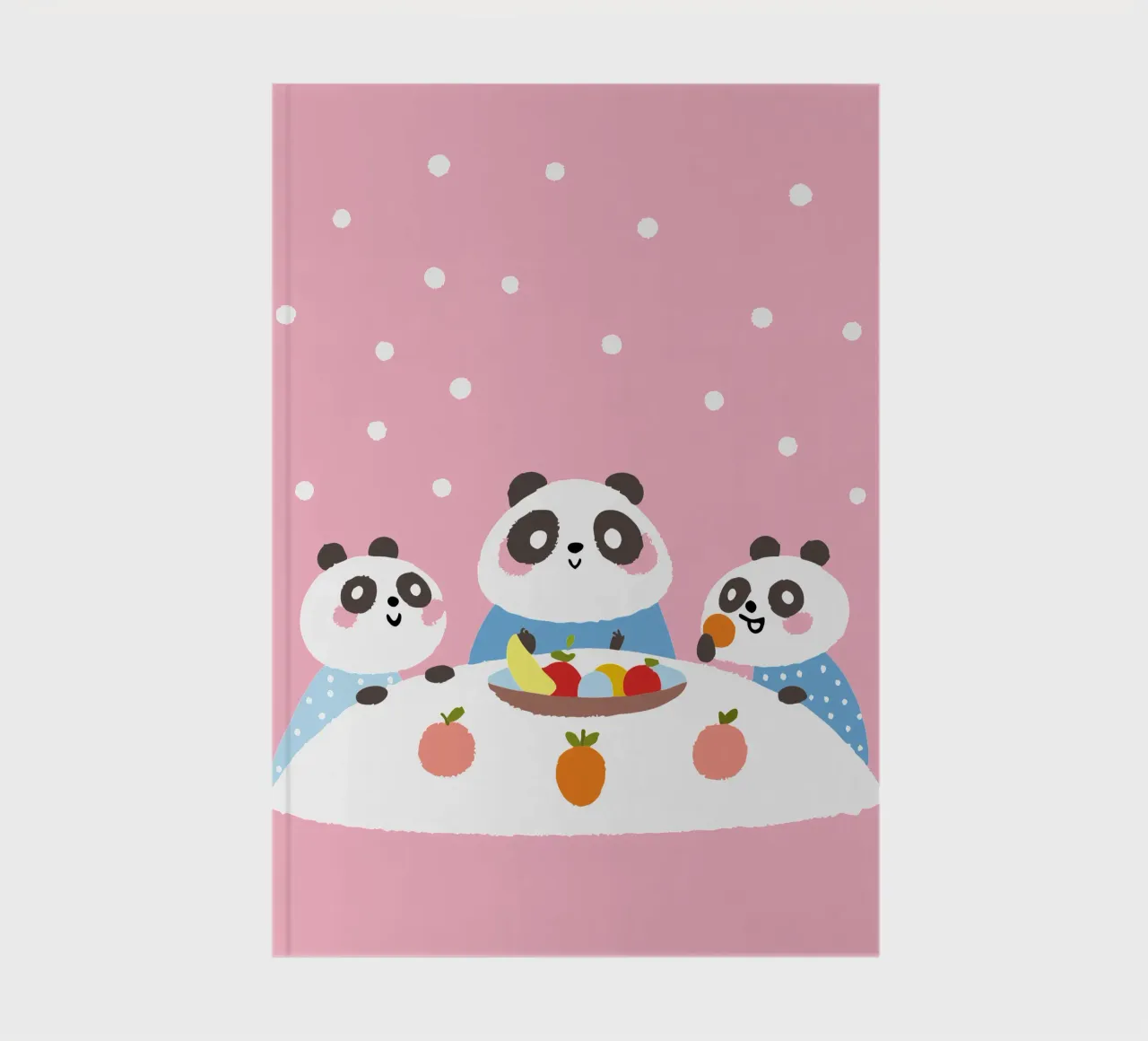 Three Pandas Enjoy a Meal notebook by TRENDY POSTER SHOP