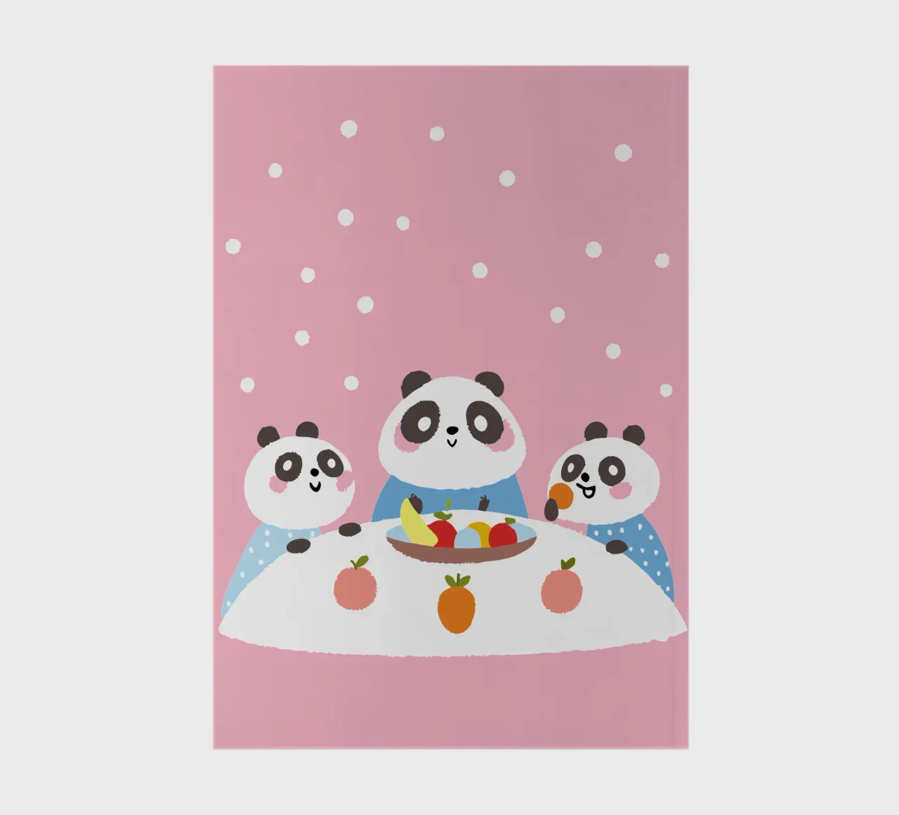 Three Pandas Enjoy a Meal notebook by TRENDY POSTER SHOP