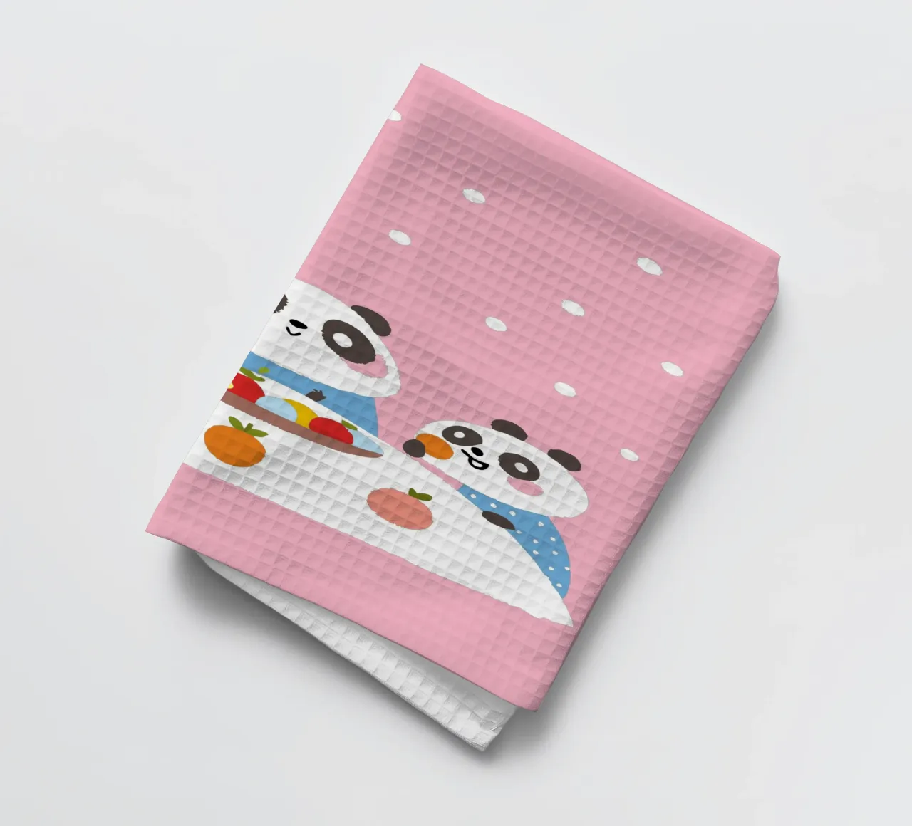 Three Pandas Enjoy a Meal tea towel by TRENDY POSTER SHOP