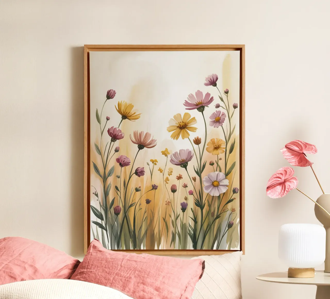 Gouden weide canvas met Baklijst van logic