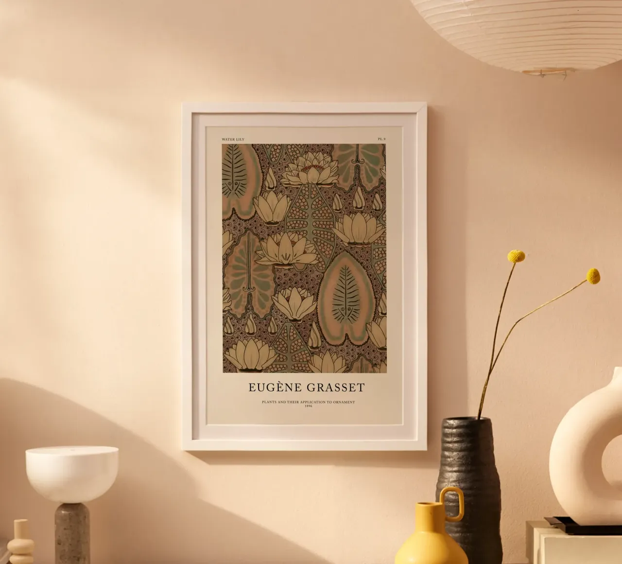 Grasset - Water Lily 9 poster con telaio in legno da Vintage by JUNIQE