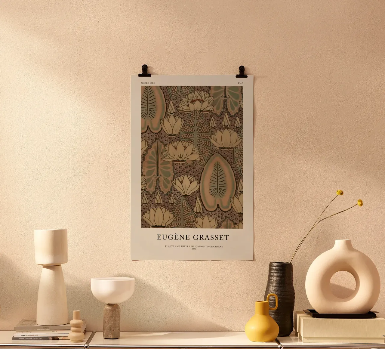Grasset - Water Lily 9 poster con telaio in legno da Vintage by JUNIQE