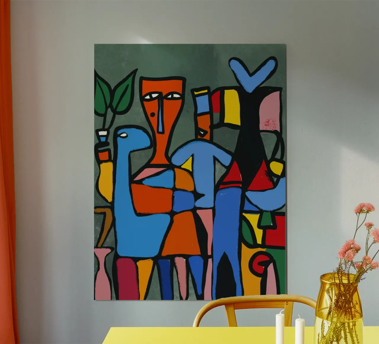 Der rote Eingeborene Poster mit Kunststoffrahmen von Little Dean