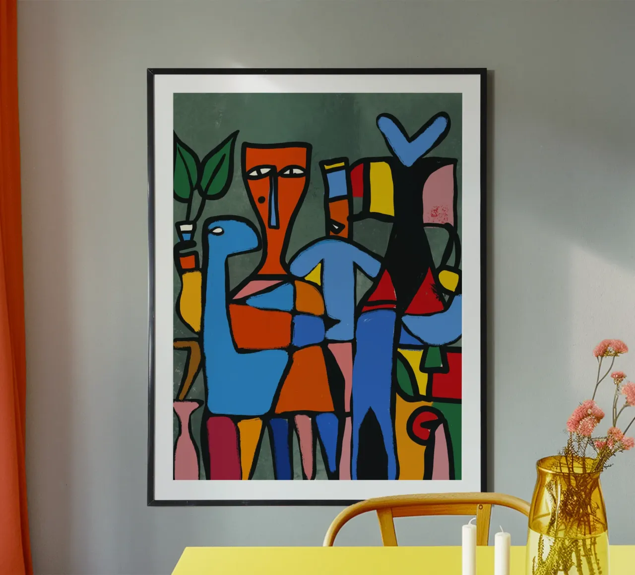 Der rote Eingeborene Poster mit Kunststoffrahmen von Little Dean