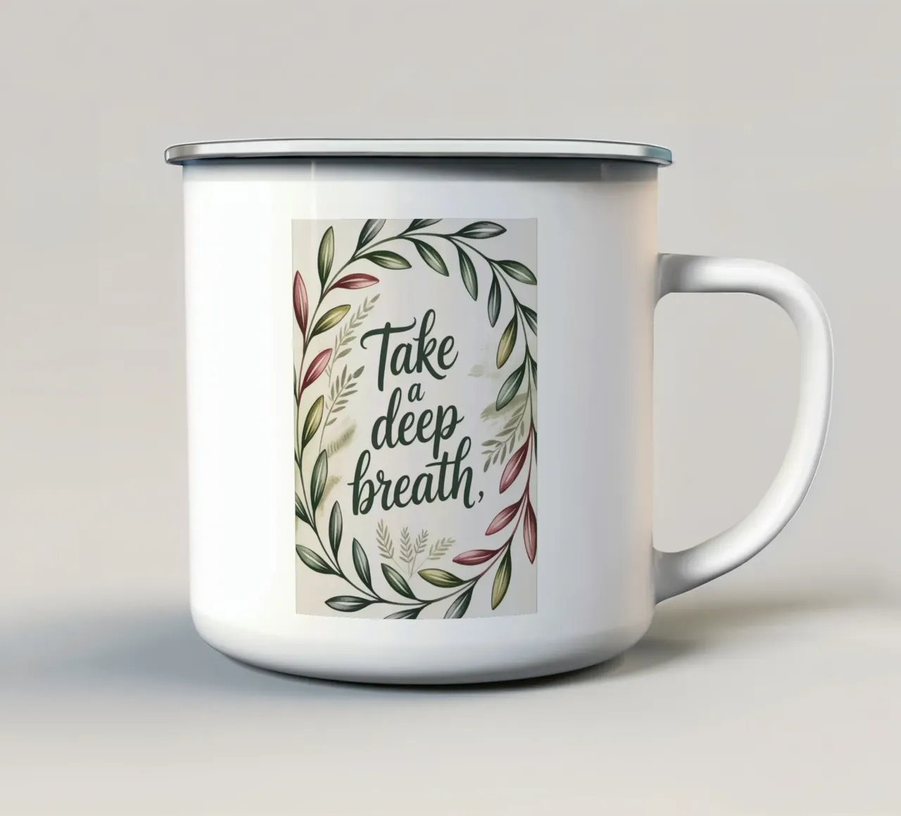 Respirare profondamente tazza in smalto da logic