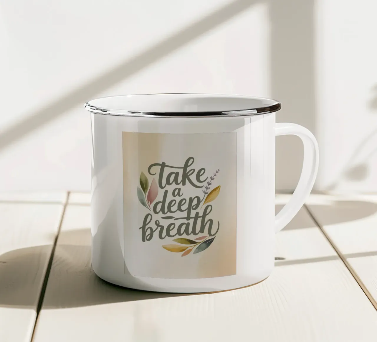 Respirare profondamente tazza in smalto da logic