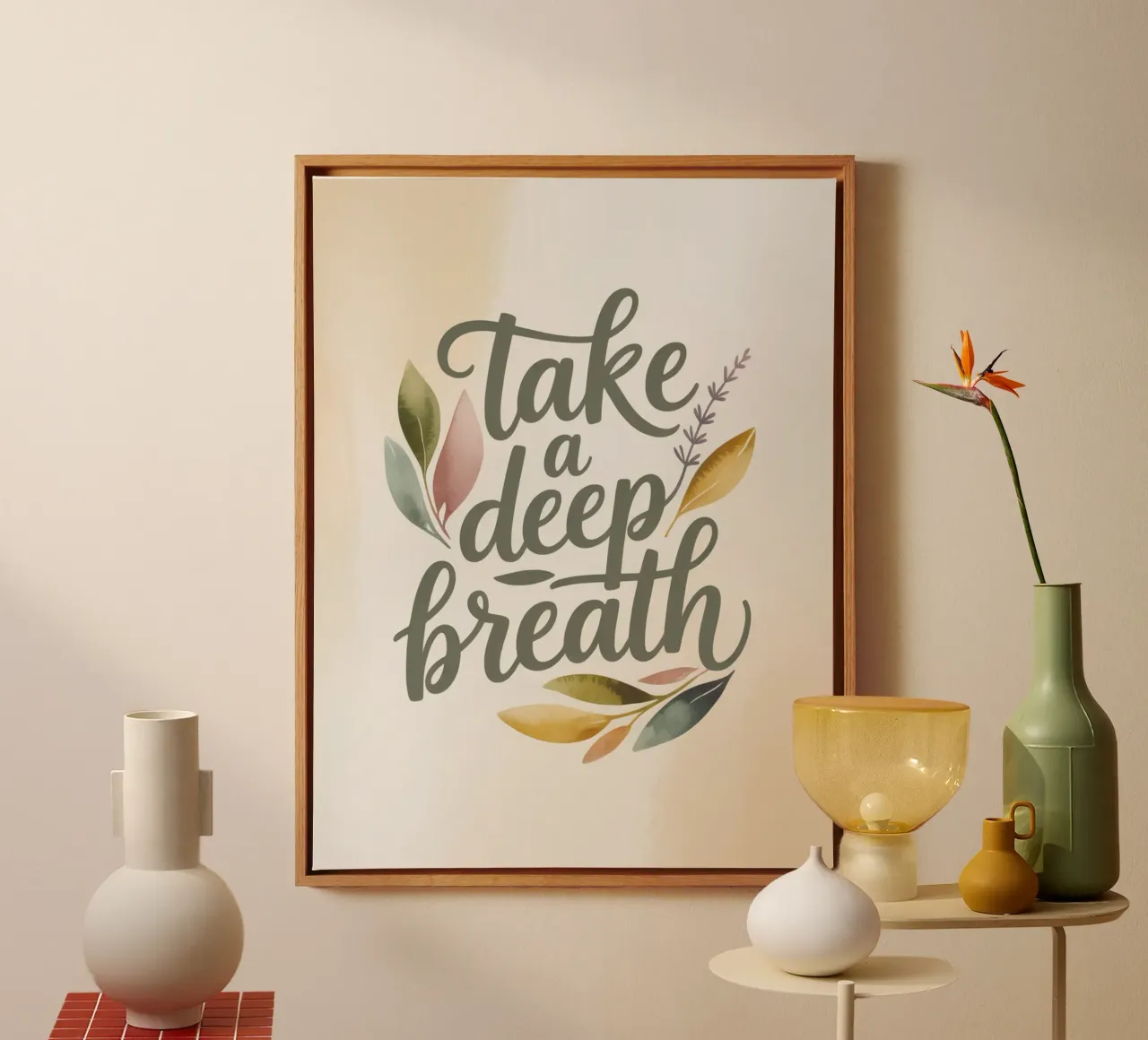 Take a Deep Breath canvas with Floater frame by logic