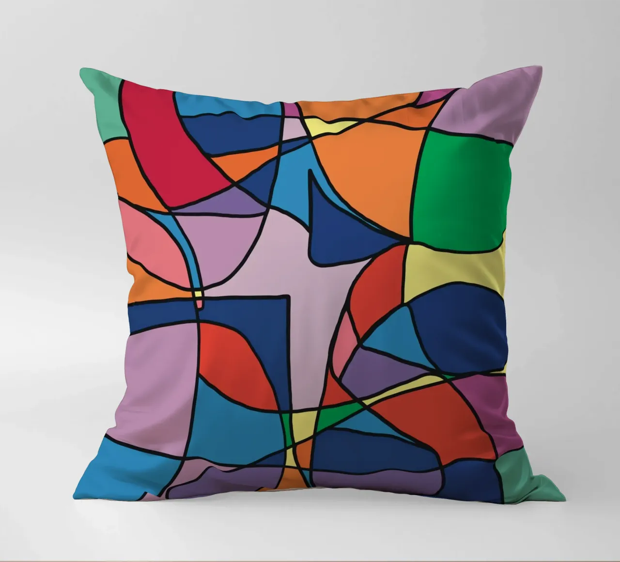 Mosaico a colori quadrato astratto var 3 cuscino da Little Dean