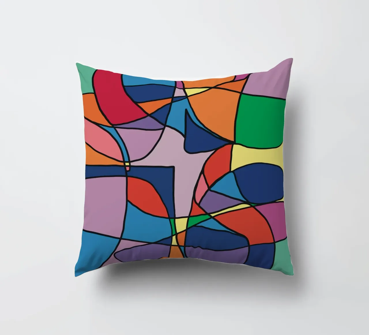Color mosaic square abstract var 3 decorative cushion by Little Dean