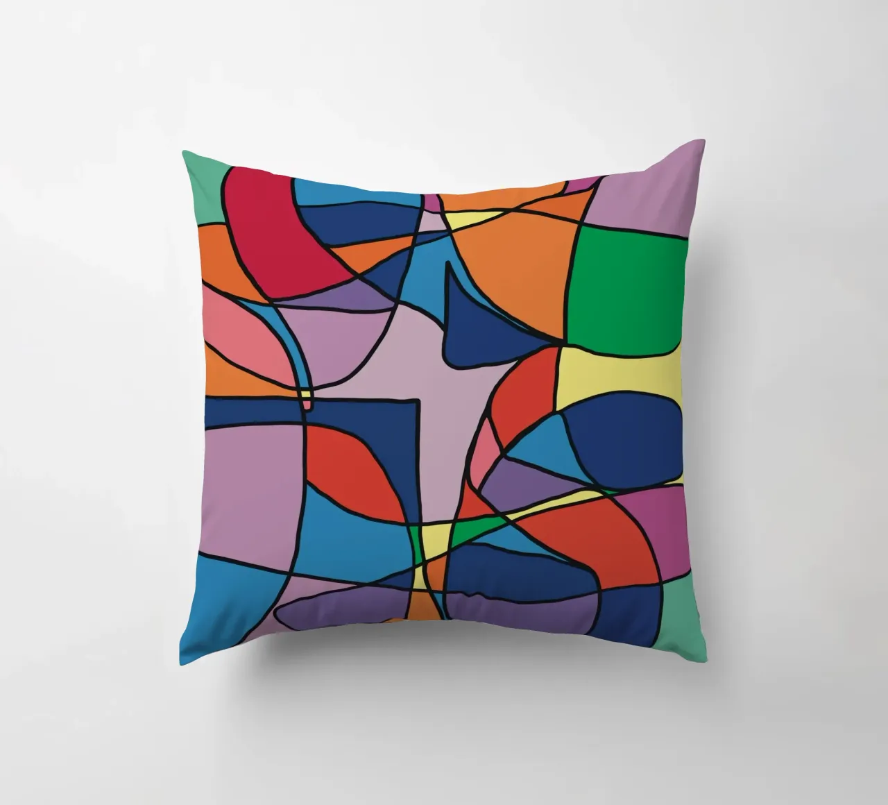 Color mosaic square abstract var 3 decorative cushion by Little Dean