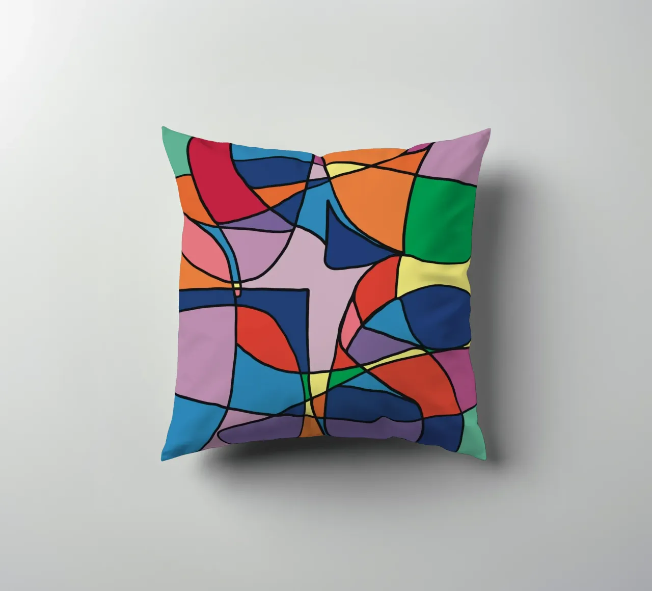 Mosaico a colori quadrato astratto var 3 cuscino da Little Dean
