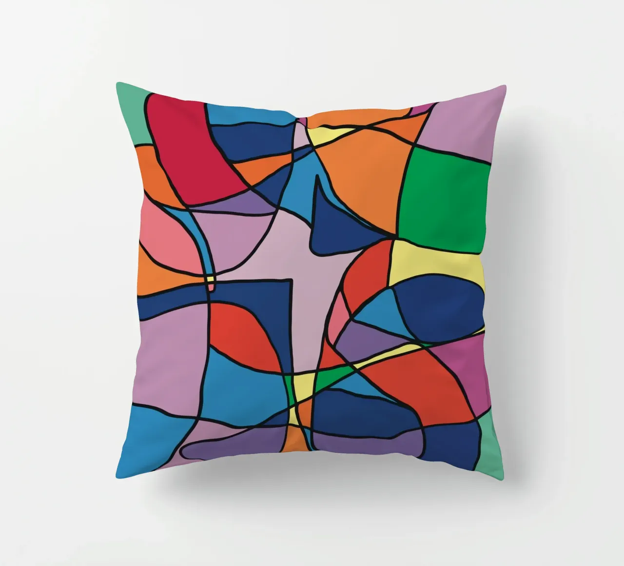 Mosaico a colori quadrato astratto var 3 cuscino da Little Dean