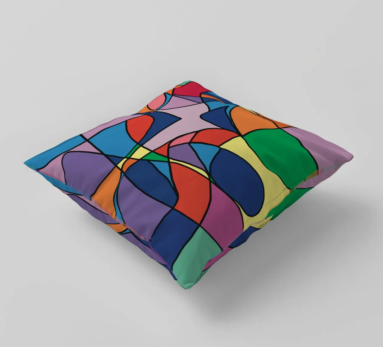 Mosaico a colori quadrato astratto var 3 cuscino da Little Dean