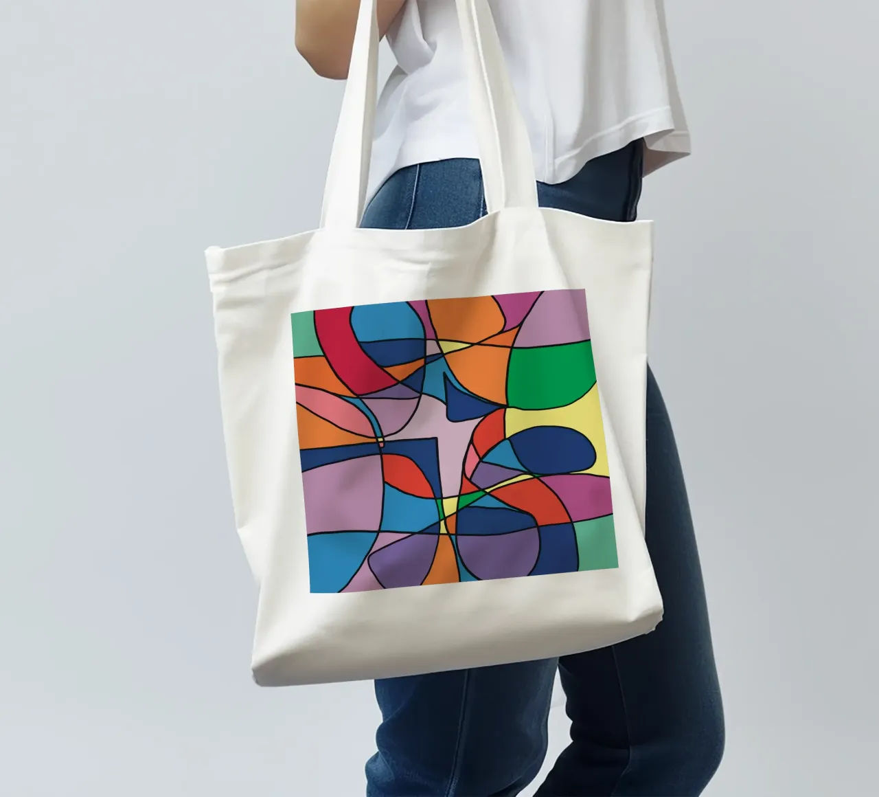 Mosaico a colori quadrato astratto var 3 borsa in juta da Little Dean