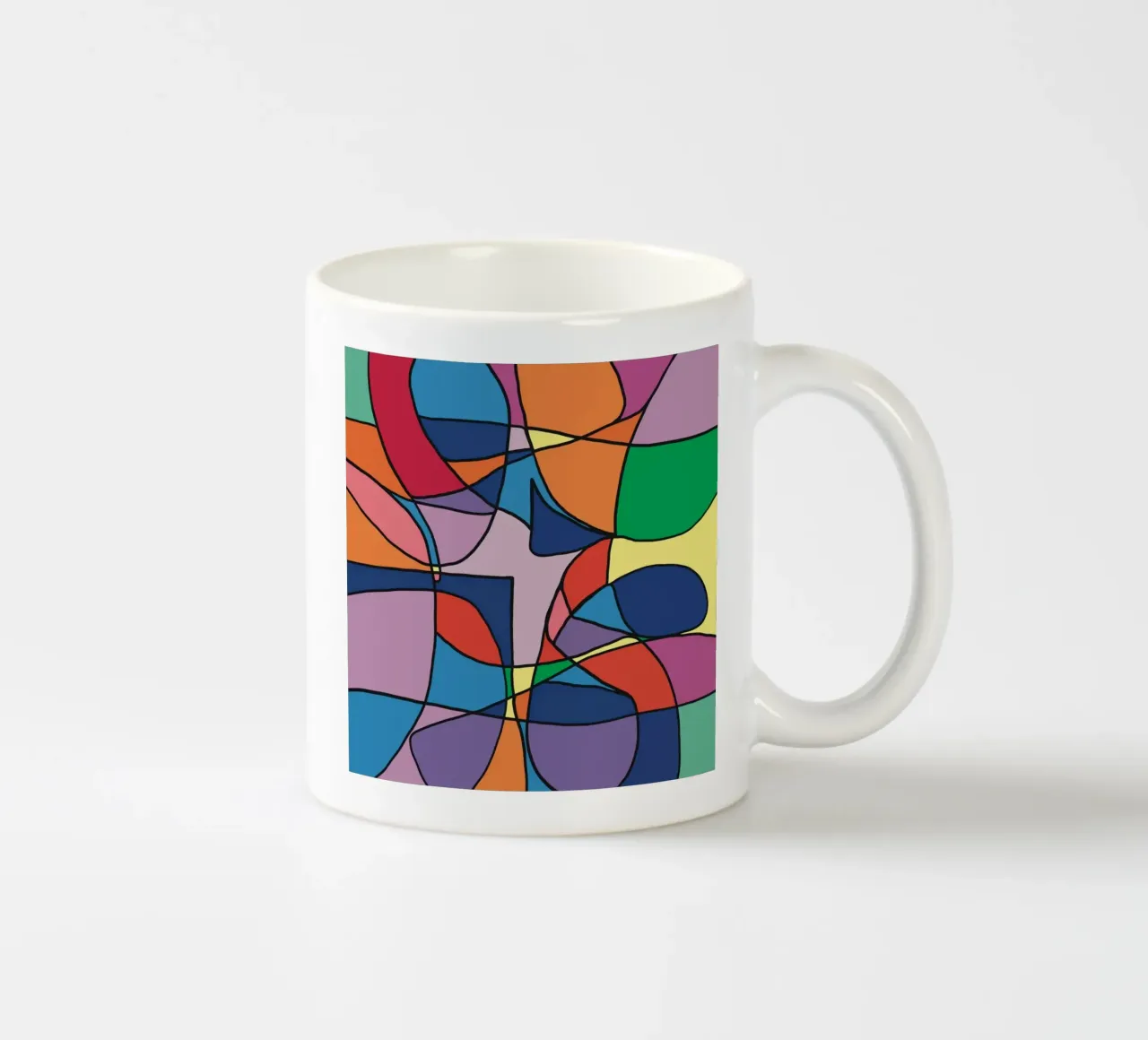 Mosaico a colori quadrato astratto var 3 tazza in ceramica da Little Dean