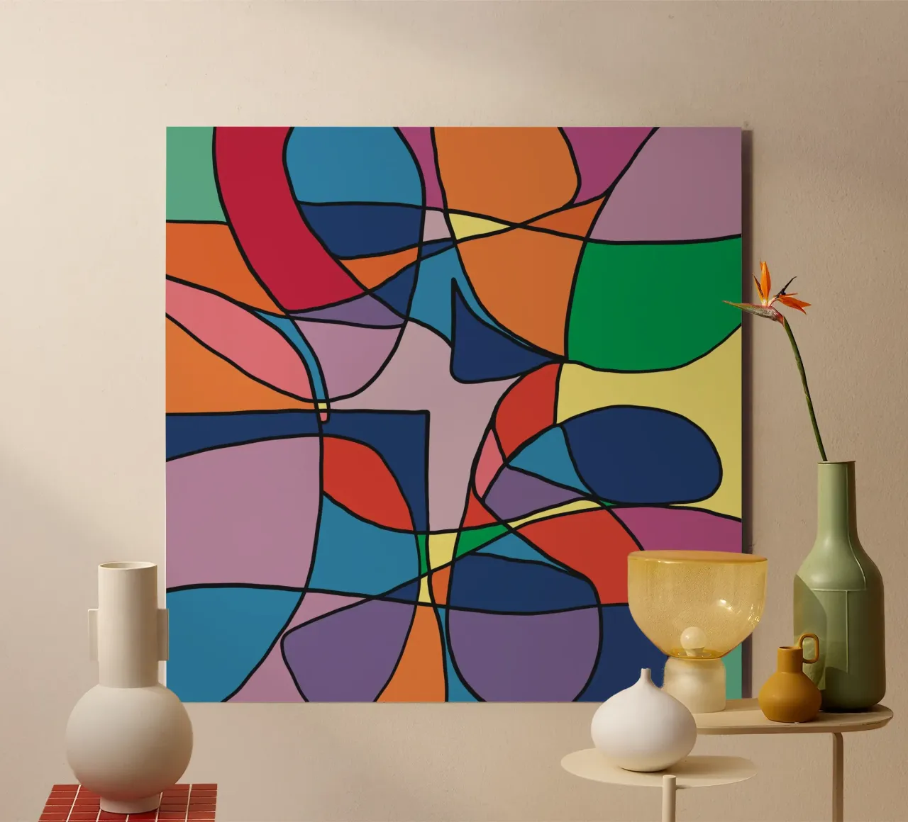 Mosaico a colori quadrato astratto var 3 alluminio dibond da Little Dean