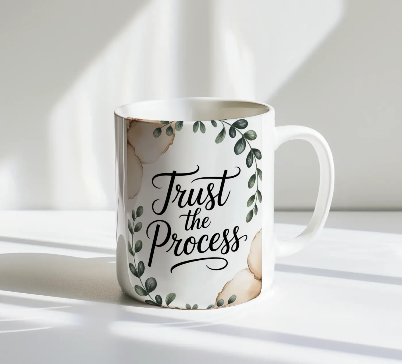 Botanical "Trust the Process" Wall Art ceramic mug by logic