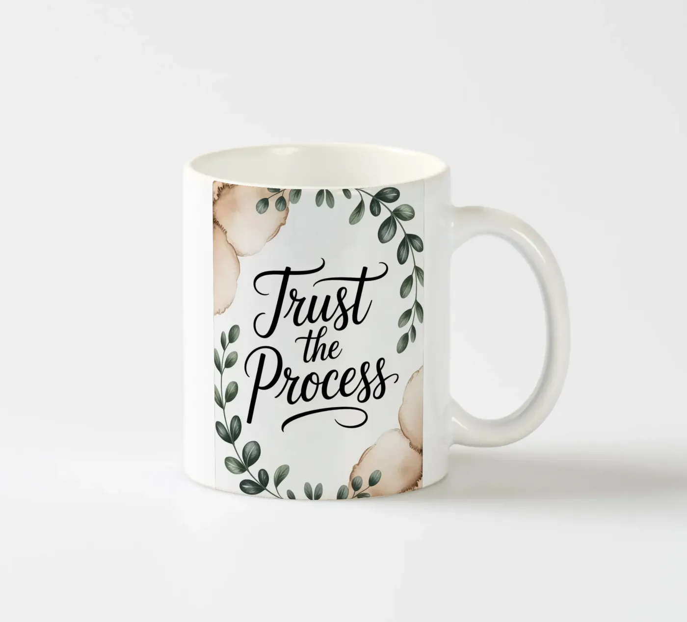 Botanical "Trust the Process" Wall Art ceramic mug by logic