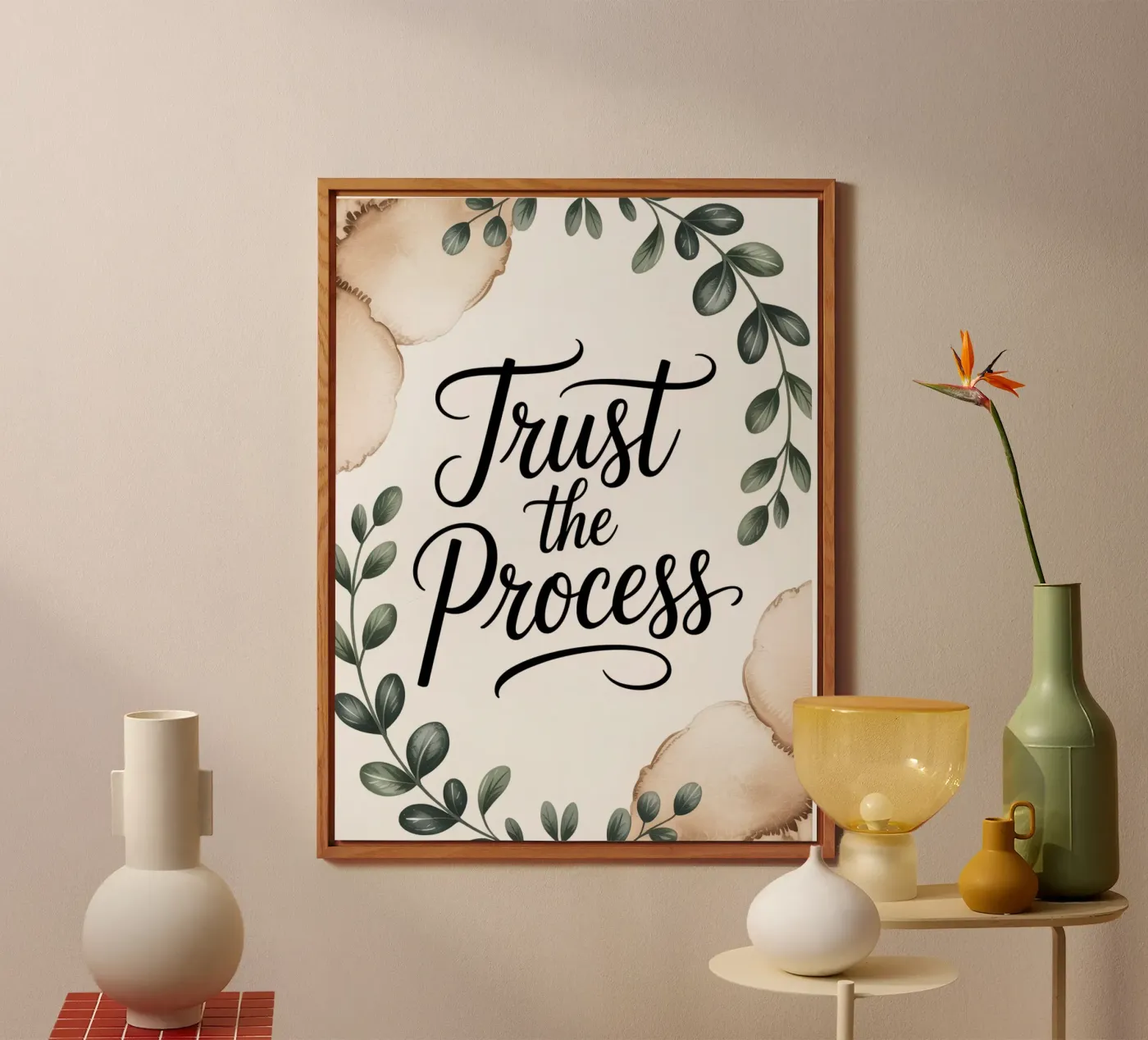 Botanical "Trust the Process" Wall Art forex plate by logic