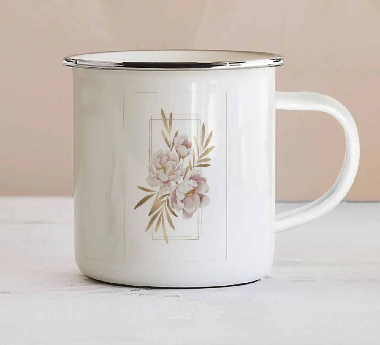 Petali d'oro tazza in smalto da logic