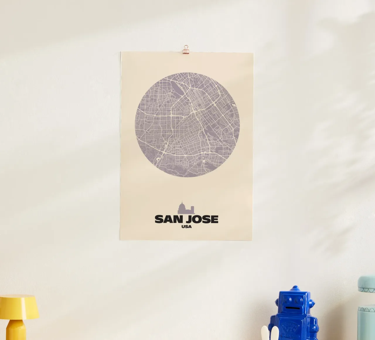 Mappa del Circolo di San José poster con telaio in legno da MOOODZART