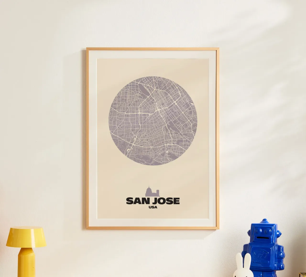 Mappa del Circolo di San José poster con telaio in legno da MOOODZART