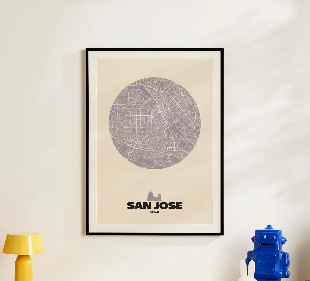 Mappa del Circolo di San José poster con telaio in legno da MOOODZART