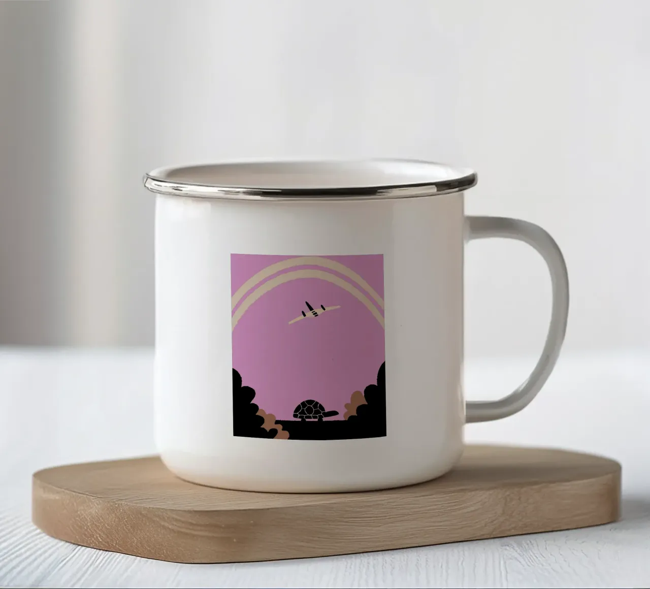 La tartaruga e l'aereo tazza in smalto da TRENDY POSTER SHOP