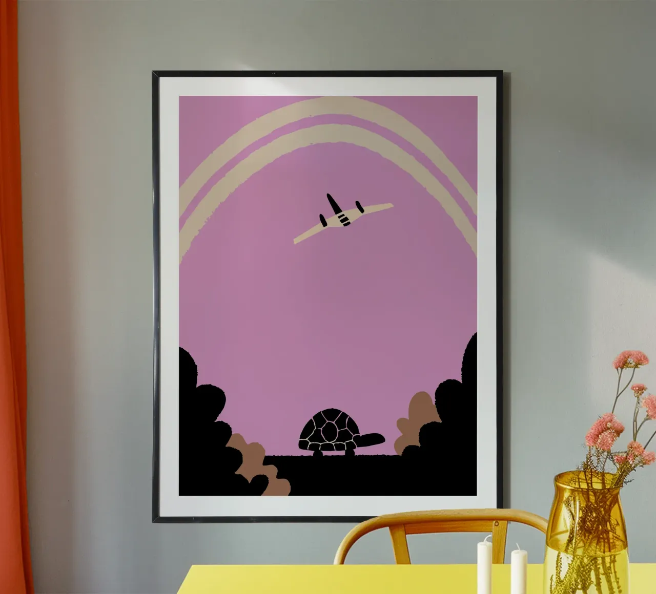 La tartaruga e l'aereo poster con telaio in plastica da TRENDY POSTER SHOP