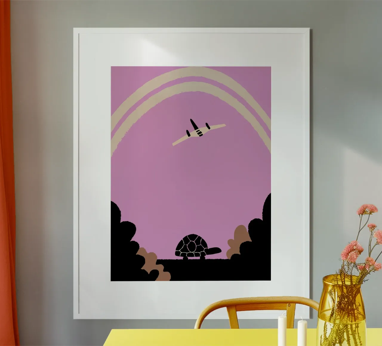 La tartaruga e l'aereo poster con telaio in plastica da TRENDY POSTER SHOP